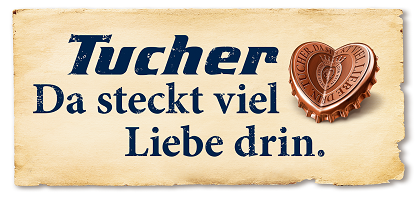 Claim mit Herz aus Kronkorken: Tucher Da steckt viel Liebe drin.